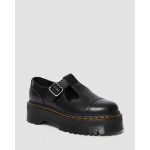 Dr. Martens Bethan Polished Smooth Leather Platform Shoes Black Size 6 US~NEW